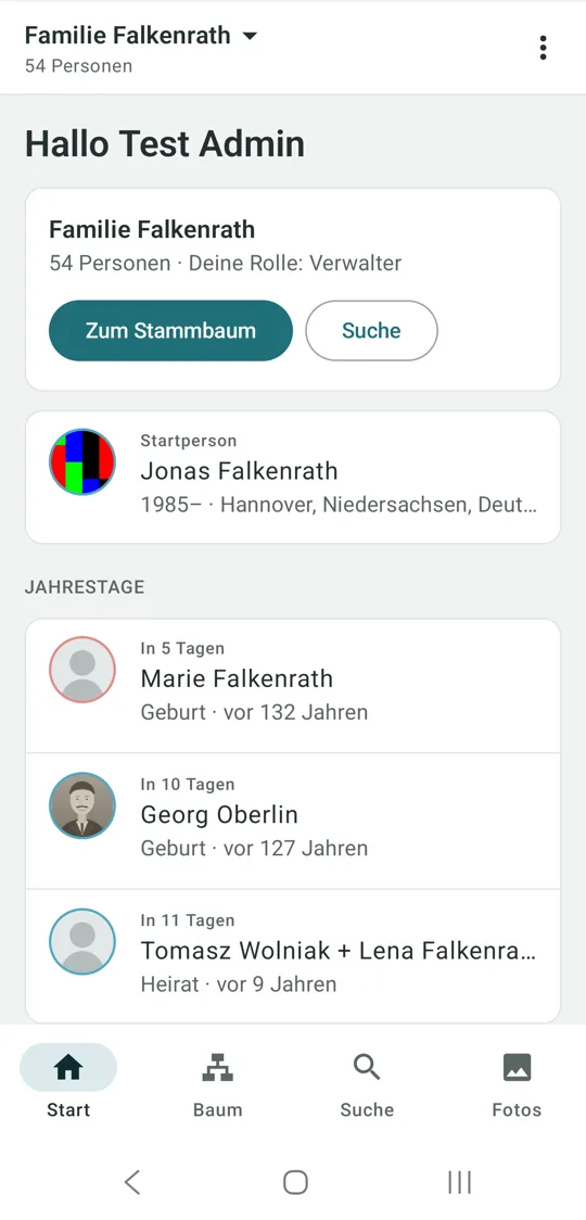 Start mit Jahrestagen